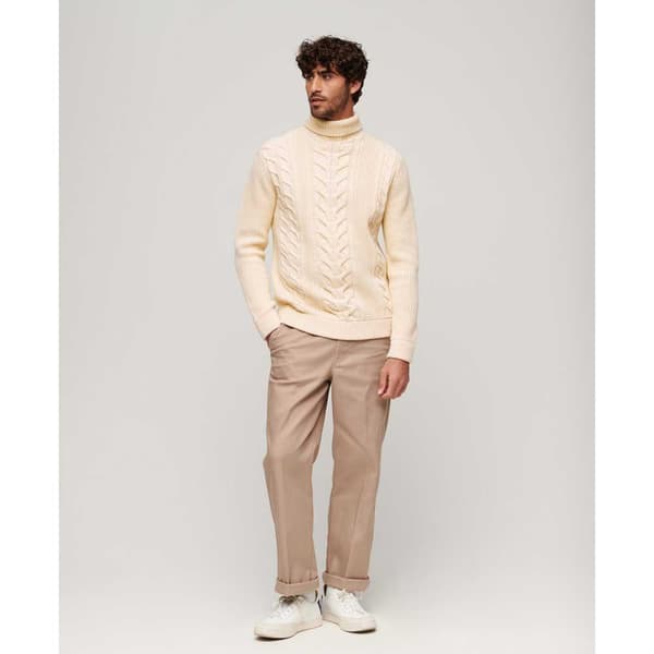 Superdry Tröja Med Rullehals Merchant Cable Beige M Man