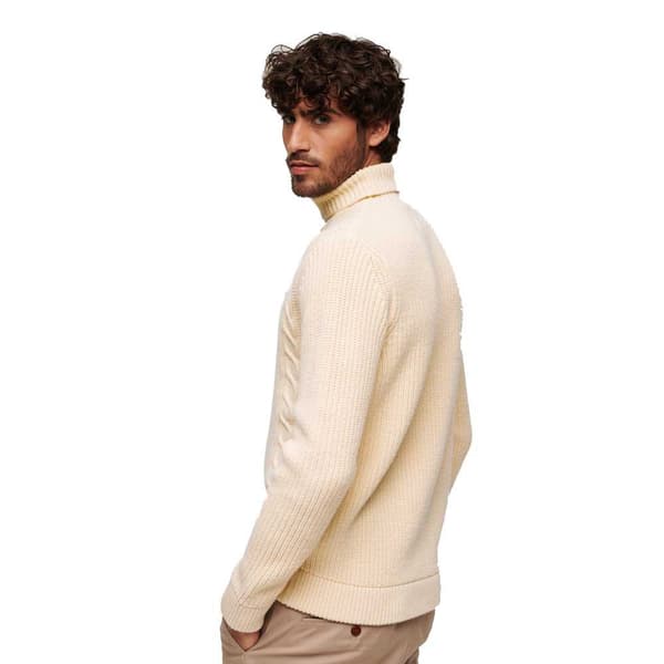Superdry Tröja Med Rullehals Merchant Cable Beige M Man
