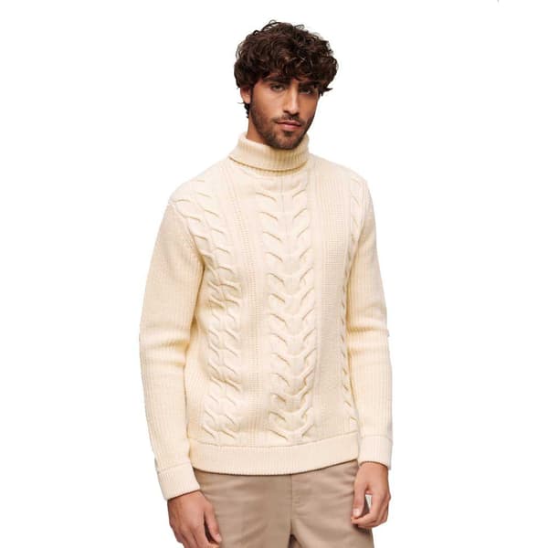 Superdry Tröja Med Rullehals Merchant Cable Beige M Man