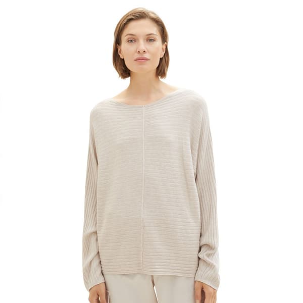 Tom Tailor Tröja 1037737 Knit Structured Batwing Beige L Kvinna