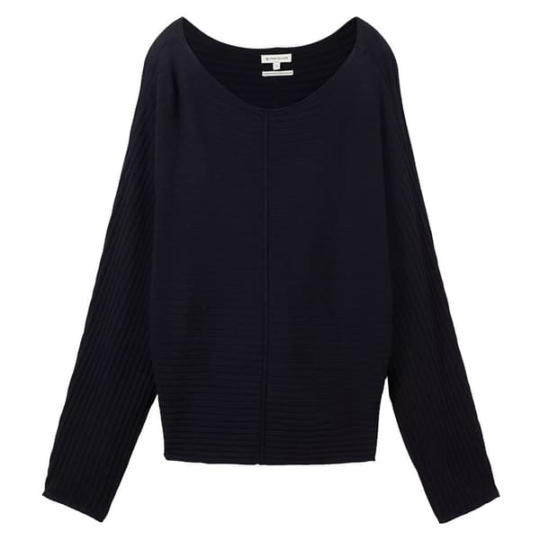Tom Tailor Sweater 1037737 Knit Structured Batwing Blå S Kvinde