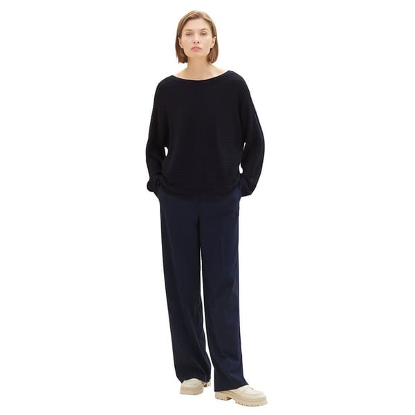 Tom Tailor Sweater 1037737 Knit Structured Batwing Blå S Kvinde