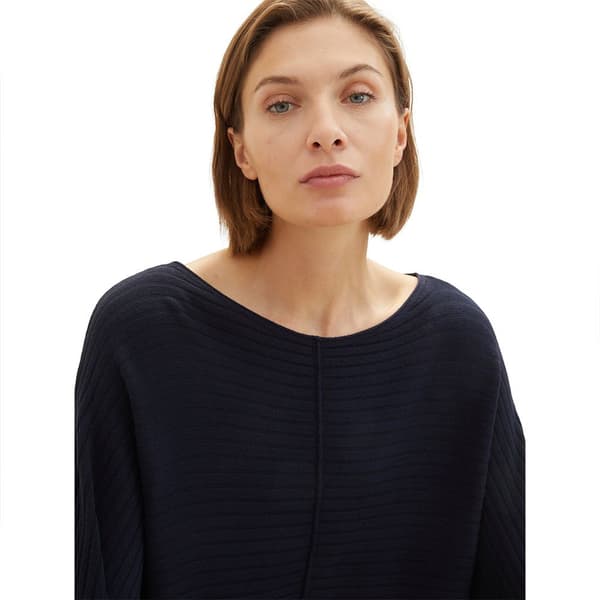 Tom Tailor Sweater 1037737 Knit Structured Batwing Blå S Kvinde
