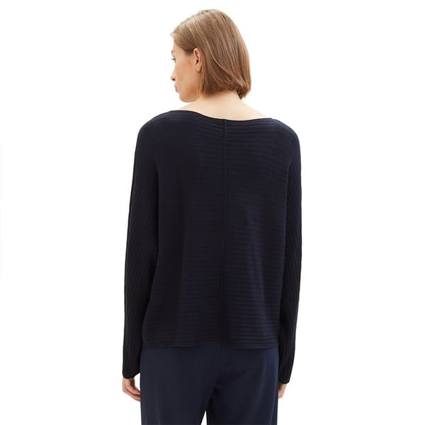 Tom Tailor Sweater 1037737 Knit Structured Batwing Blå S Kvinde