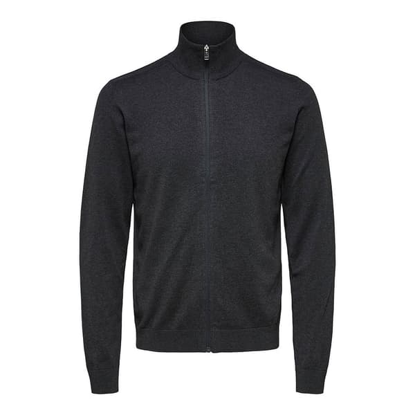 Selected Cardigan Med Fuld Lynlås Berg Grå L Mand