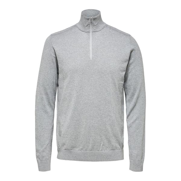 Selected Sweater Med Halv Lynlås Berg Grå XL Kvinde