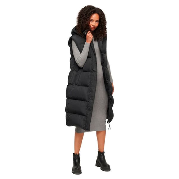Superdry Pufferjacka Longline Svart L Kvinna