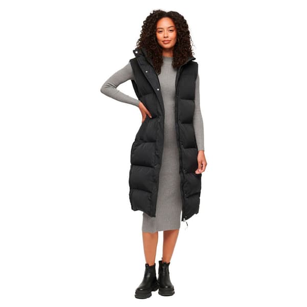 Superdry Pufferjacka Longline Svart L Kvinna