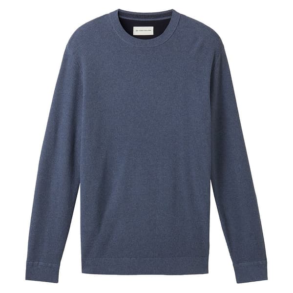 Tom Tailor Besætning Hals Sweater 1038612 Structured Knit Blå S Mand