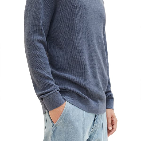 Tom Tailor Besætning Hals Sweater 1038612 Structured Knit Blå S Mand
