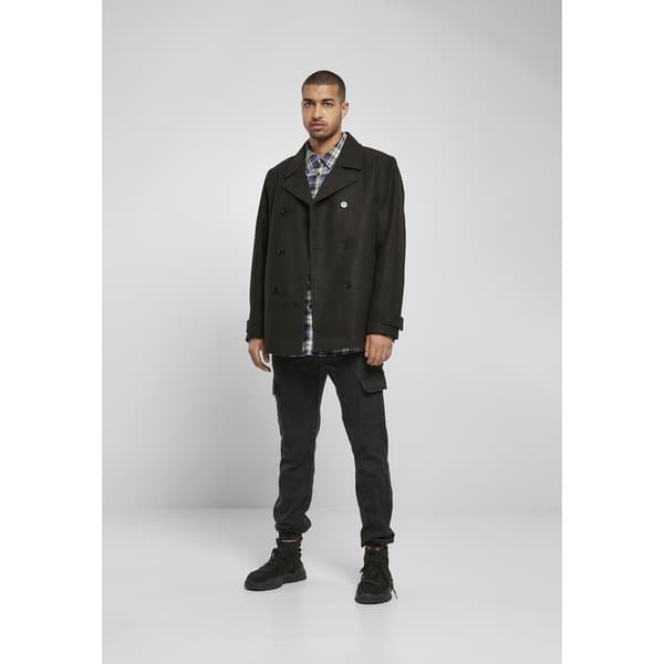 Urban Classics Klassisk Frakke Pea Coat Sort L Mand