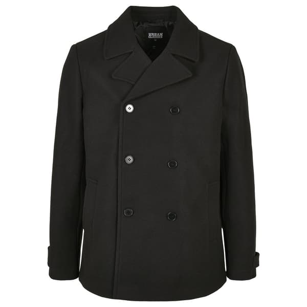 Urban Classics Klassisk Frakke Pea Coat Sort L Mand