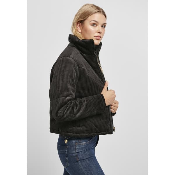 Urban Classics Jakke Corduroy Puffer Sort S Kvinde