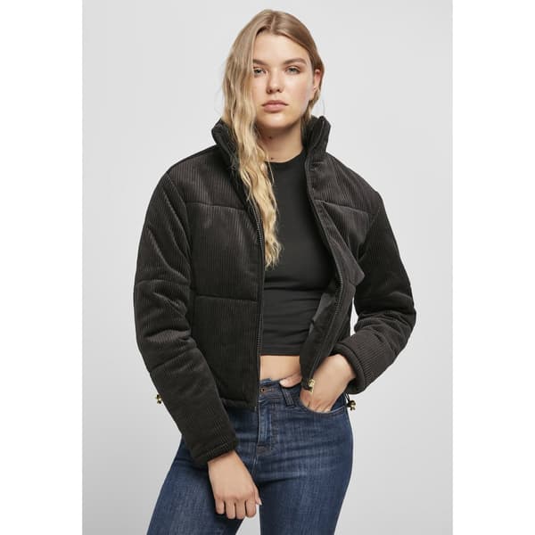 Urban Classics Jakke Corduroy Puffer Sort S Kvinde