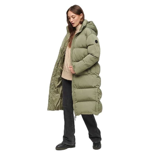 Superdry Pufferjacka Longline Grönt XL Kvinna