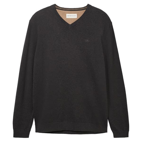 Tom Tailor V-hals Sweater 1038427 Basic Knit Sort 3XL Mand