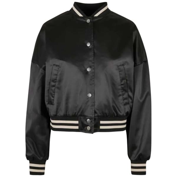 Urban Classics Jakke Oversized Satin College Sort M Kvinde