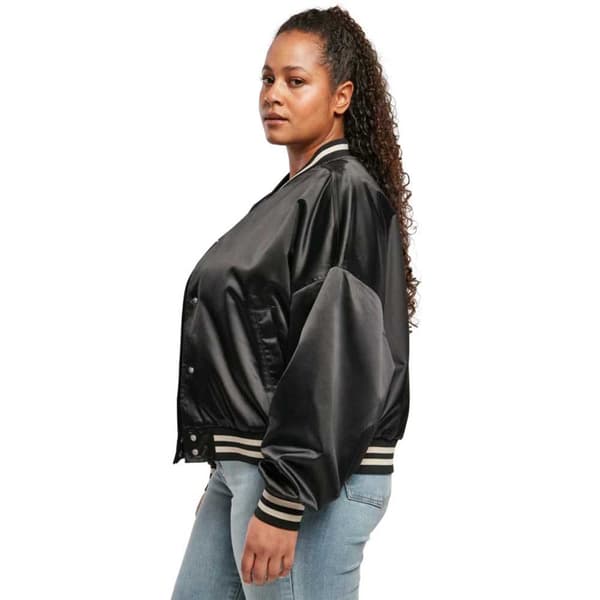 Urban Classics Jakke Oversized Satin College Sort M Kvinde