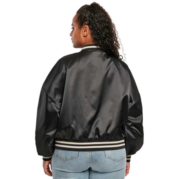 Urban Classics Jakke Oversized Satin College Sort M Kvinde