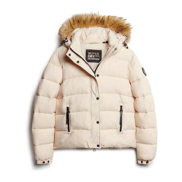 Superdry Pufferjacka Faux Fur Beige S Kvinna