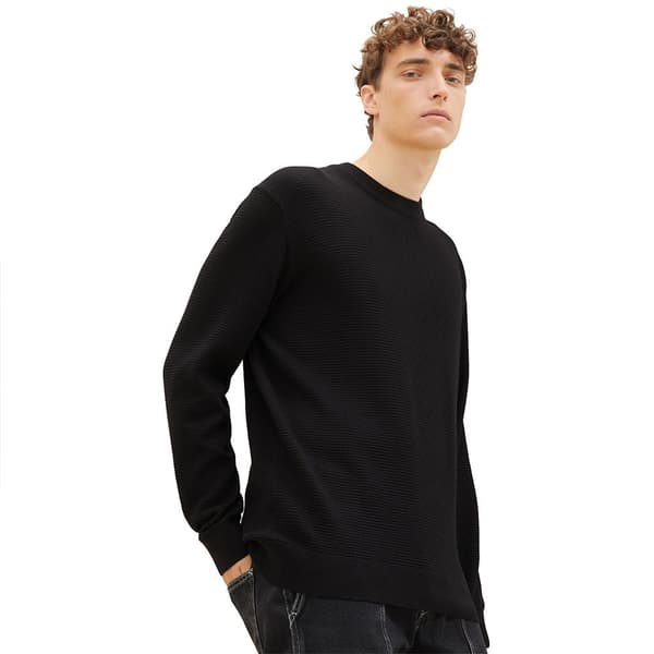 Tom Tailor Villapaita 1038285 Structured Basic Knit Musta S Mies
