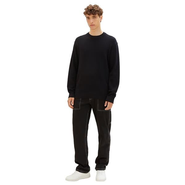 Tom Tailor Villapaita 1038285 Structured Basic Knit Musta S Mies