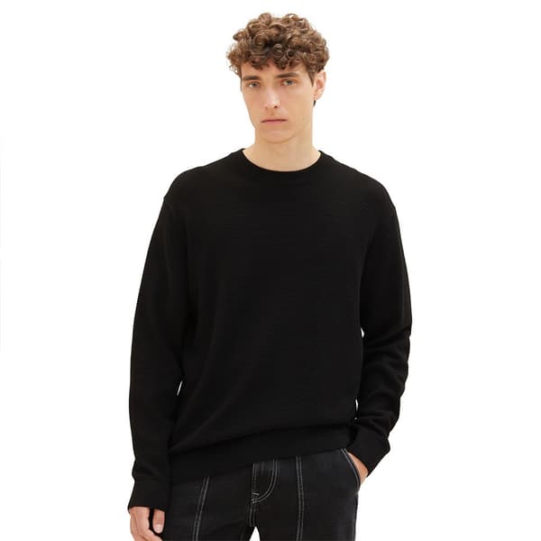 Tom Tailor Villapaita 1038285 Structured Basic Knit Musta S Mies