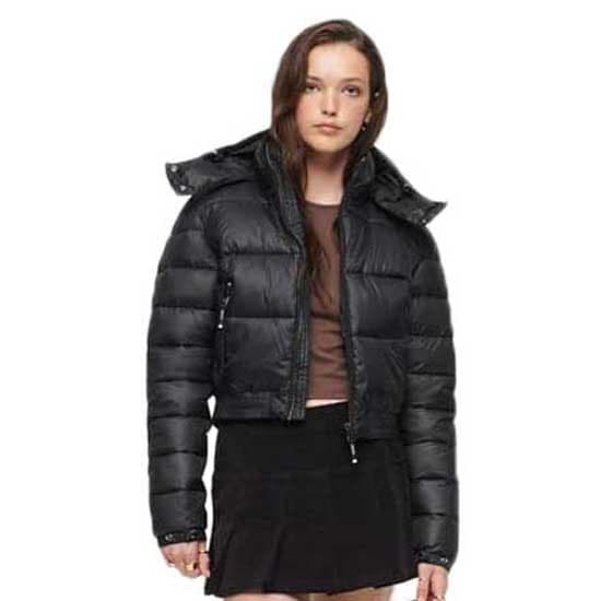 Superdry Pufferjacka Crop Fuji Svart XL Kvinna