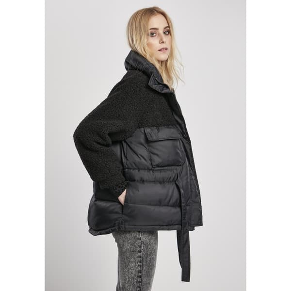 Urban Classics Jakke Sherpa Mix Puffer Sort L Kvinde