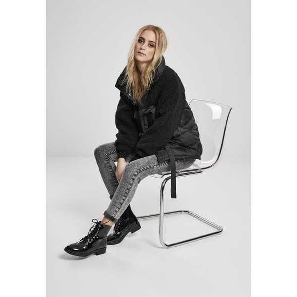 Urban Classics Jakke Sherpa Mix Puffer Sort L Kvinde