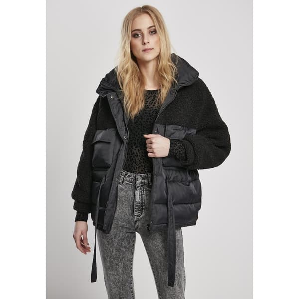 Urban Classics Jakke Sherpa Mix Puffer Sort L Kvinde