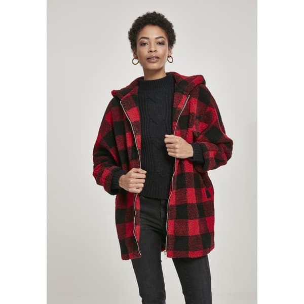 Urban Classics Rutig Parka Med Huva Röd L Kvinna
