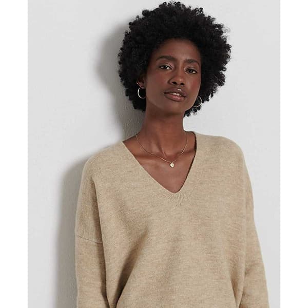 Superdry Tröja Studios Slouch Vee Knit Vit L Kvinna