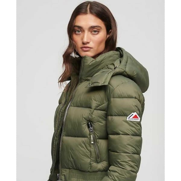 Superdry Puffer Takki Crop Fuji Vihreä S Nainen