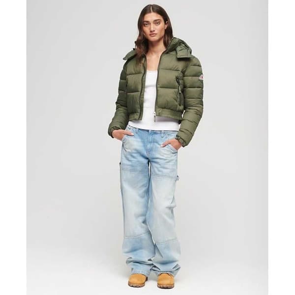 Superdry Puffer Takki Crop Fuji Vihreä S Nainen