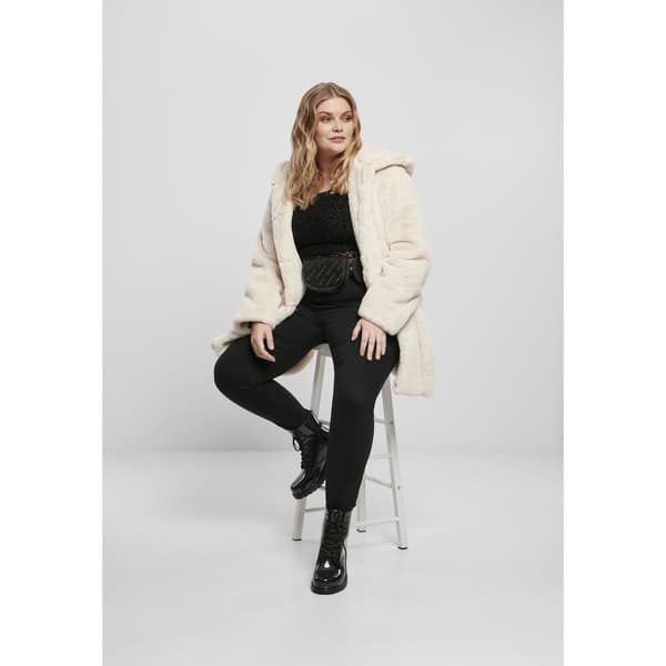 Urban Classics Hættejakke Teddy Coat Hvid 3XL Kvinde