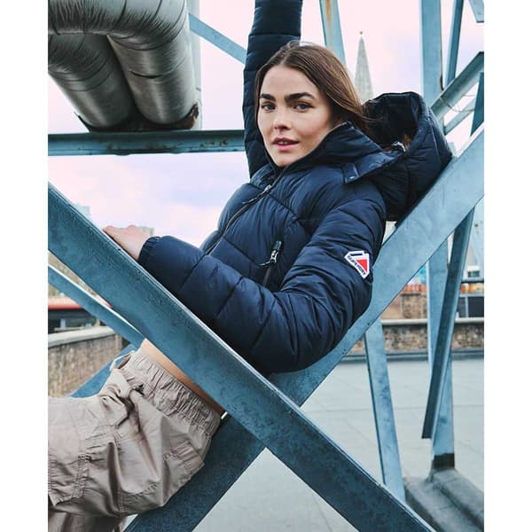 Superdry Pufferjacka Crop Fuji Blå M Kvinna