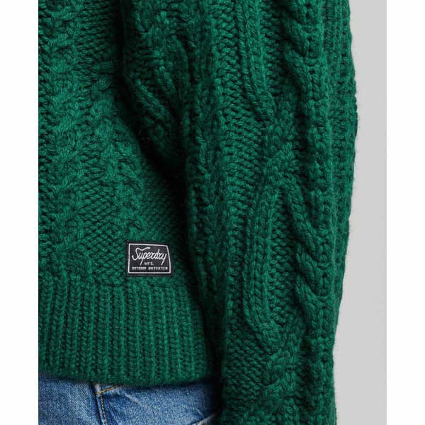 Superdry Sticka Vintage High Neck Cable Grönt L Kvinna