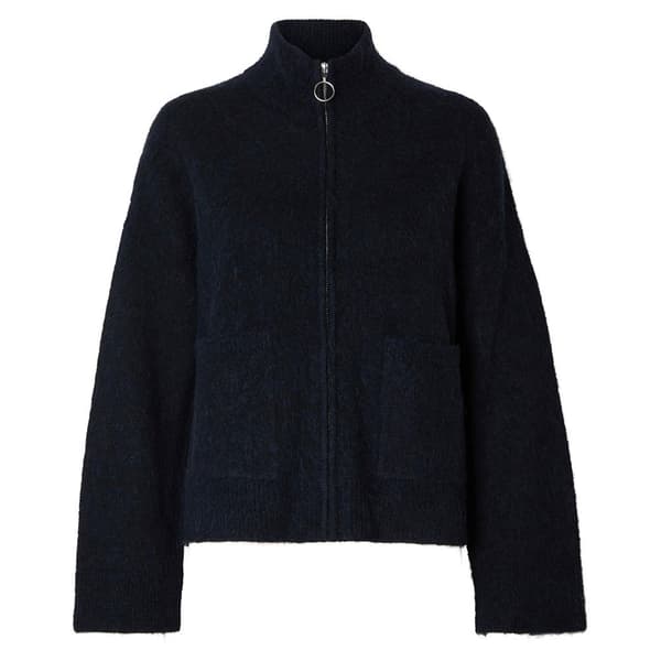 Selected Täysi Vetoketjullinen Villapaita Sia Sininen XL Nainen