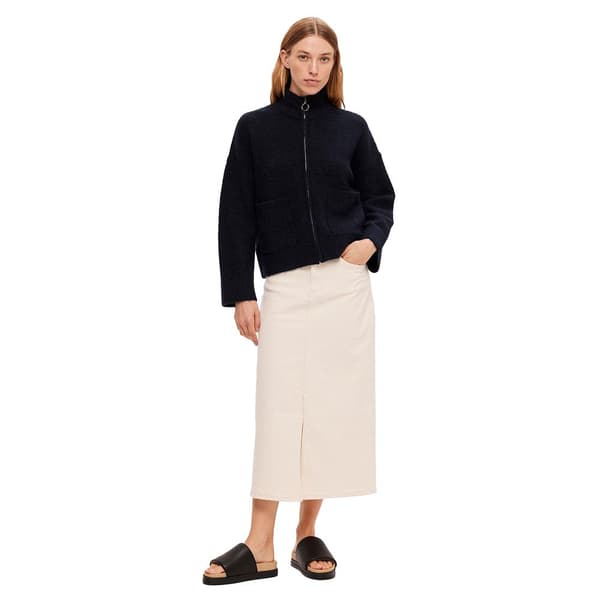 Selected Täysi Vetoketjullinen Villapaita Sia Sininen XL Nainen