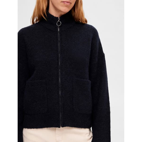 Selected Täysi Vetoketjullinen Villapaita Sia Sininen XL Nainen