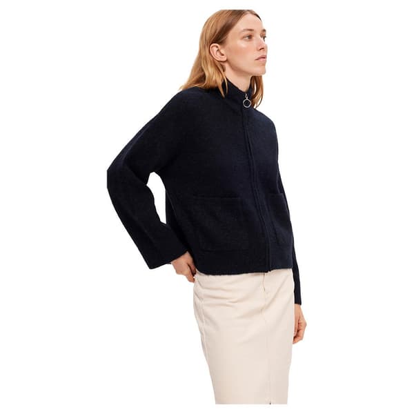 Selected Täysi Vetoketjullinen Villapaita Sia Sininen XL Nainen