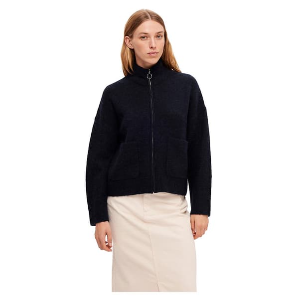Selected Täysi Vetoketjullinen Villapaita Sia Sininen XL Nainen