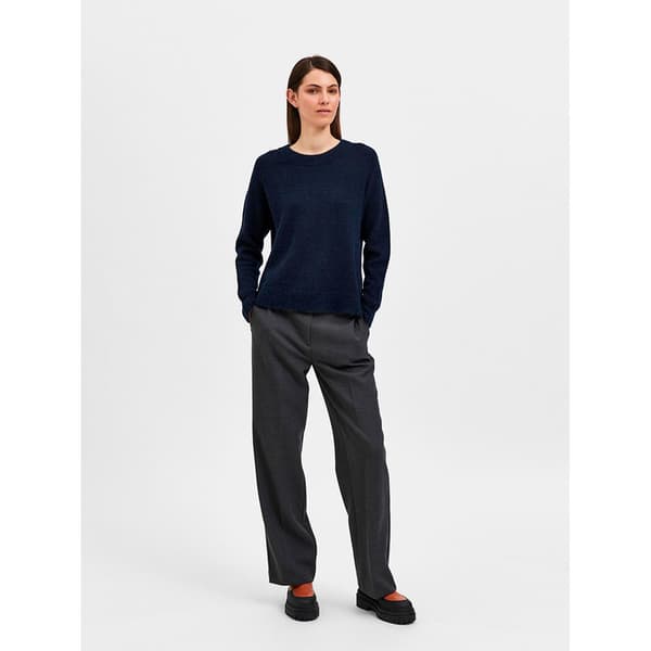 Selected O Neck Sweater Lulu Blå XS Kvinde