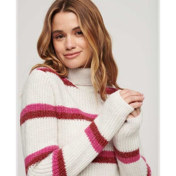 Superdry Tröja Med Rullehals Stripe Crop Vit,Rosa S Kvinna