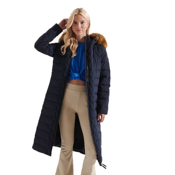 Superdry Jacka New Arctic Long Puffer Blå XS Kvinna