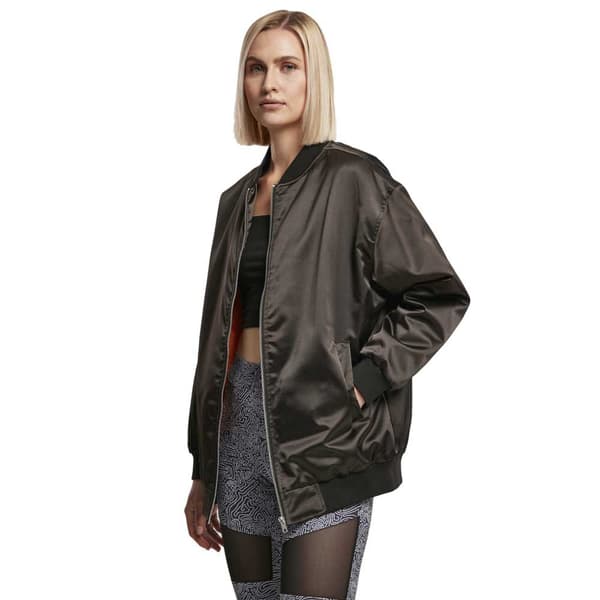 Urban Classics Bomberjakke Oversized Satin Sort M Kvinde