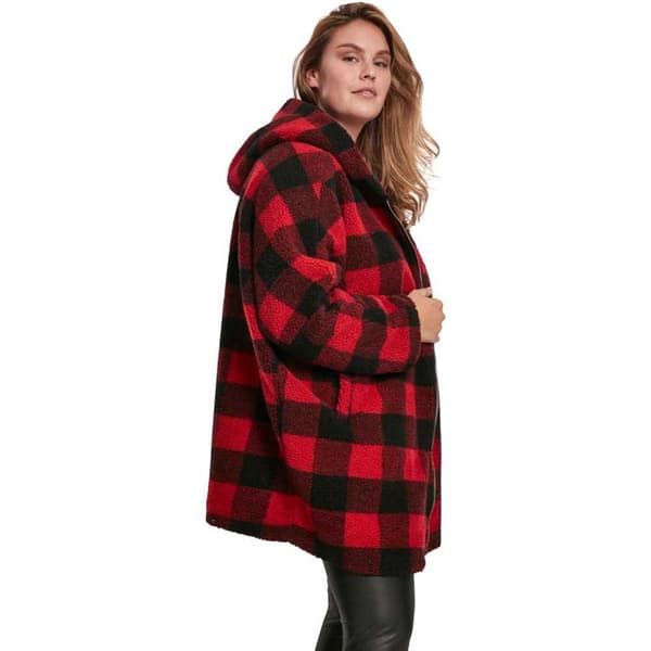 Urban Classics Jakke Oversized Check Rød 2XL Kvinde