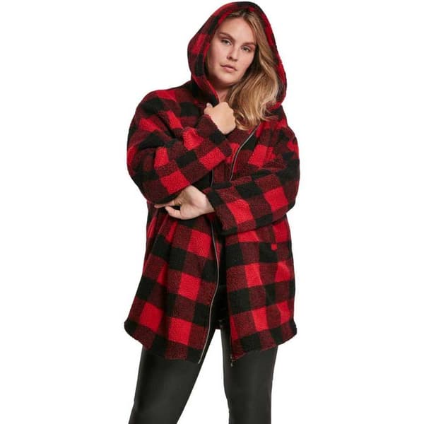 Urban Classics Jakke Oversized Check Rød 2XL Kvinde