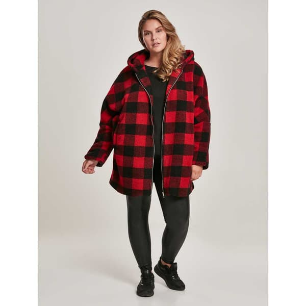 Urban Classics Jakke Oversized Check Rød 2XL Kvinde